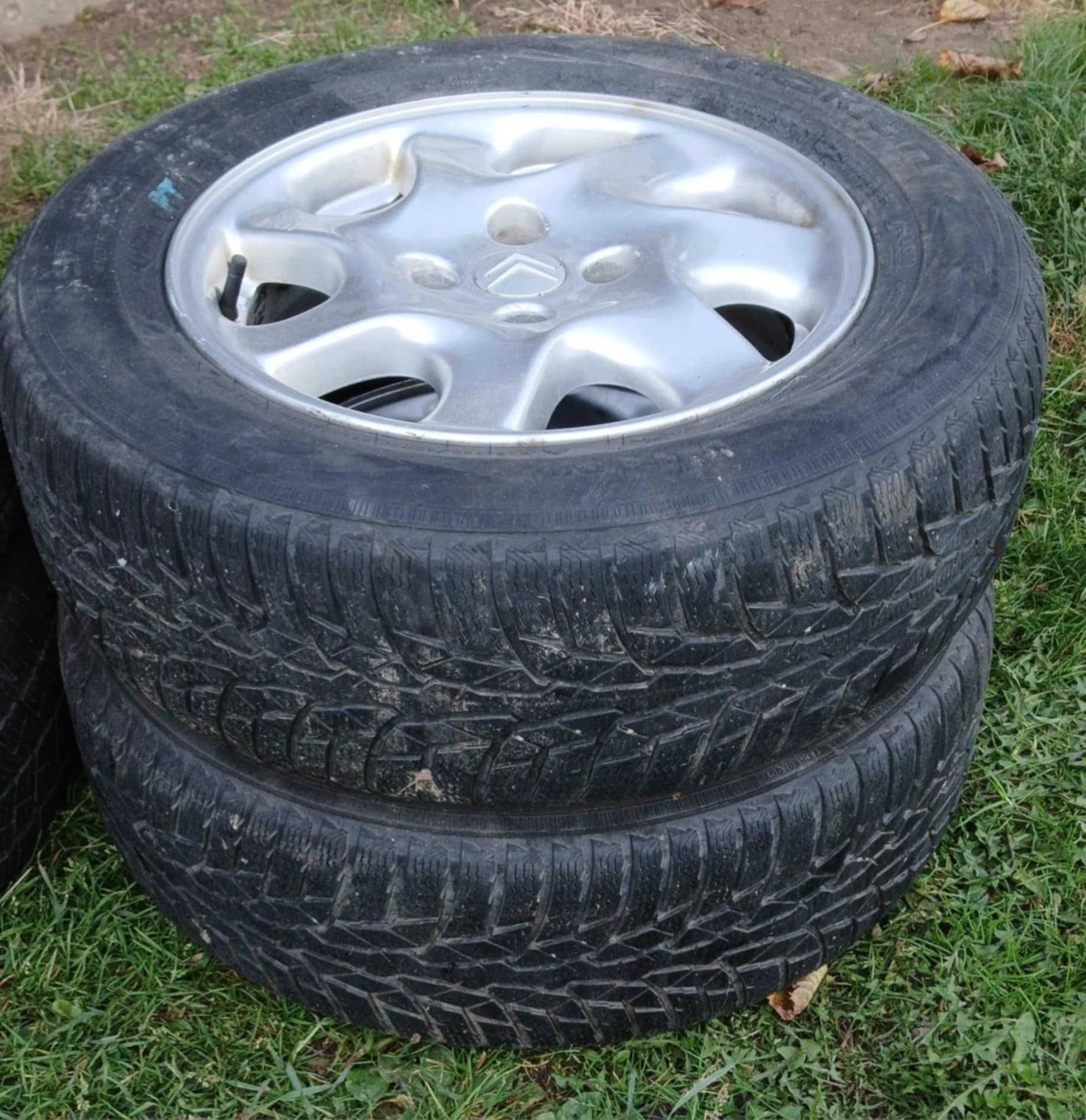 Sprzedam alufelgi koła  4x108 opony zimowe 195/65r15 z Citroena C5 I