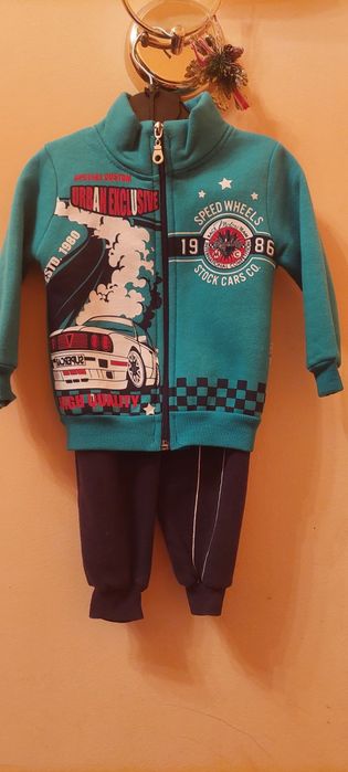 Дитячий спортивний костюм Speed Wheels (бірюзово-синій) із начосом