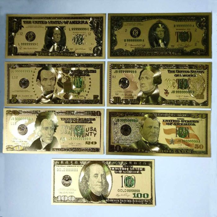 Золотая банкнота 100 долларов США.+ наборы