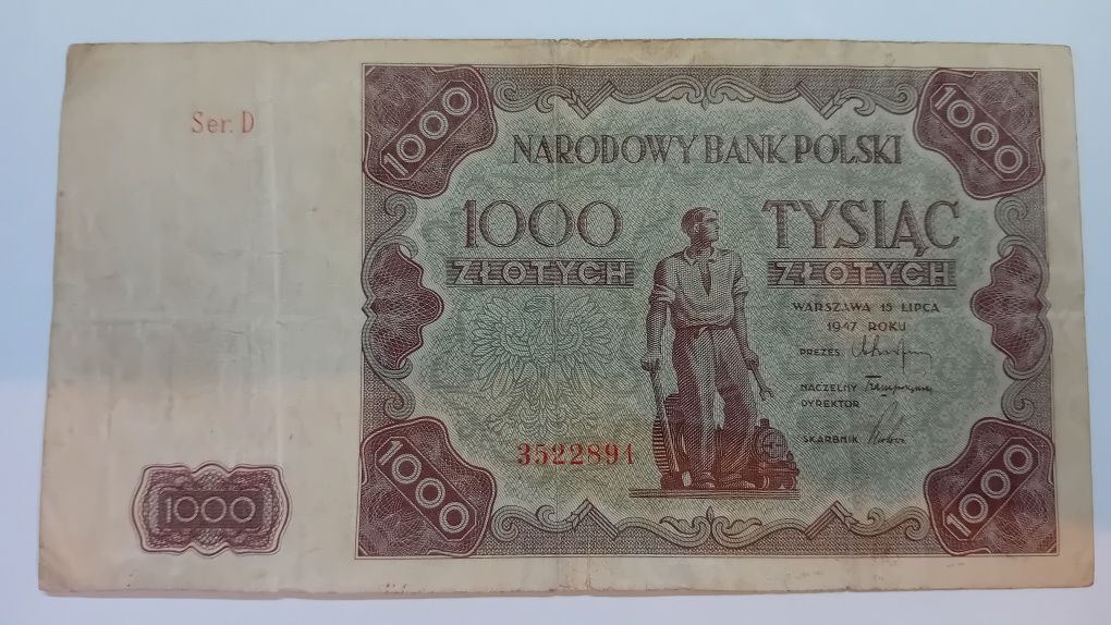 Banknot 1000zł seria D z 1946r