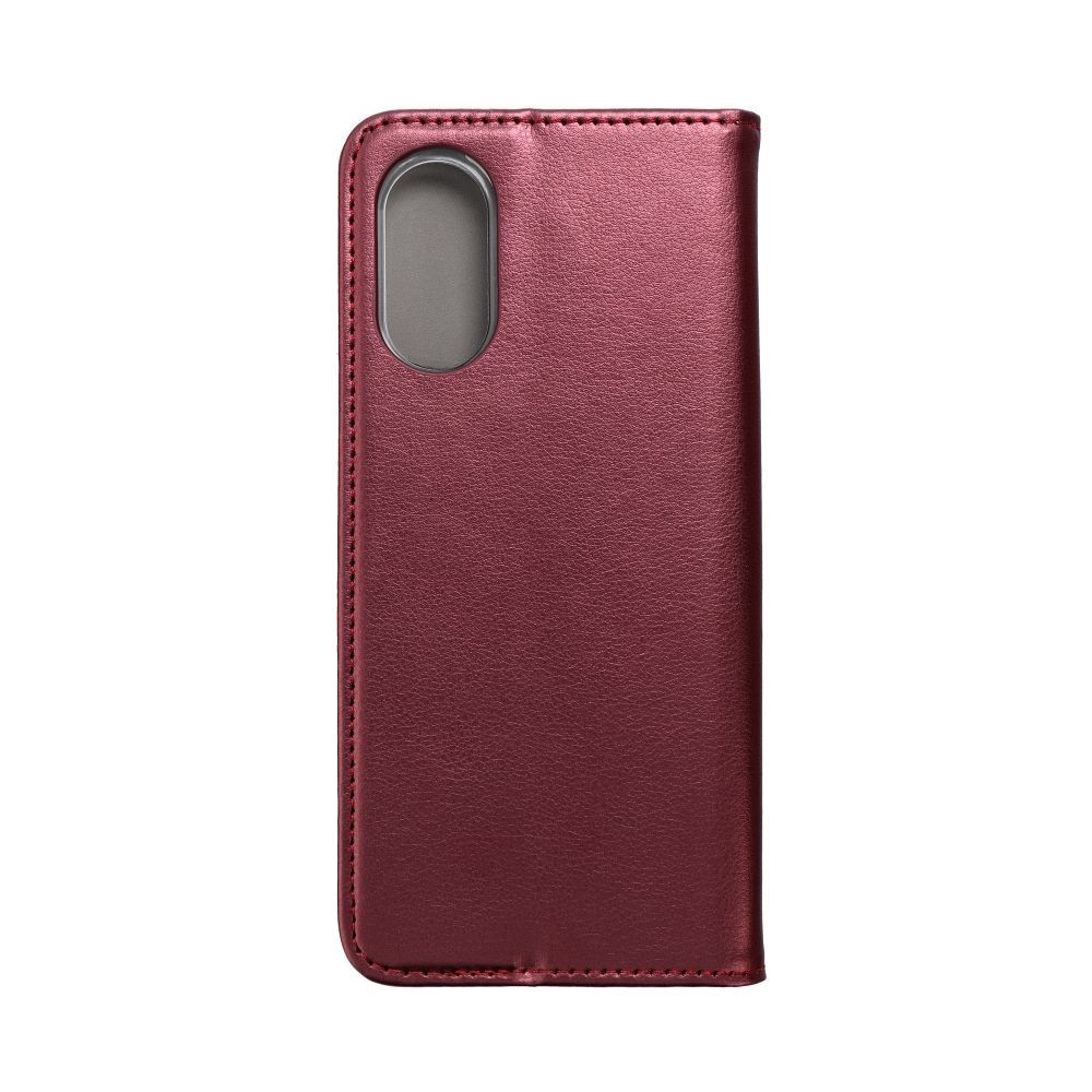 Etui Z Klapką Magneto Do Oppo A17 Burgundowy + Szkło 9H