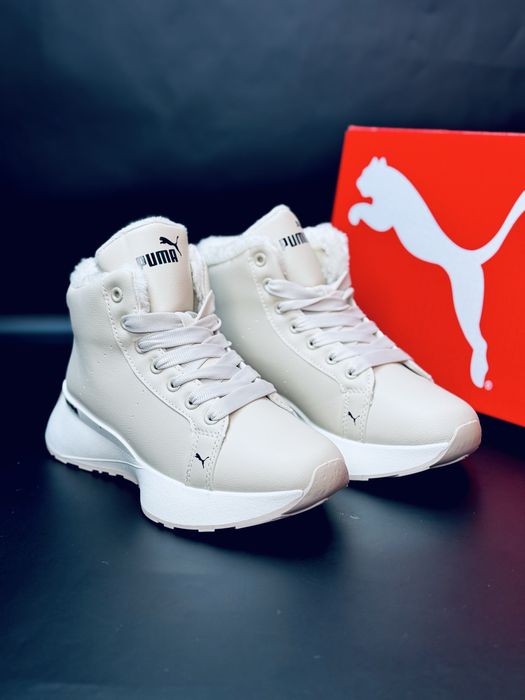 Ботинки Пума / кожаные кроссрвки Puma зимние / кросівки зимові жіночі