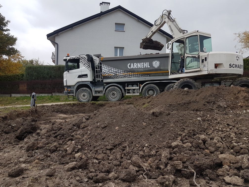 Usługi koparką kołową,minikoparką, ładowarką,Usługi transportowe