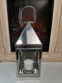 Stylowy lampion, srebrny, w stylu Glamour, wys, 50 cm