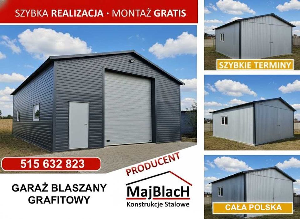 WIATA OCYNKOWANA/Garaż Blaszany/Ocynk/RAL/Zadaszenie  - Maj-Blach