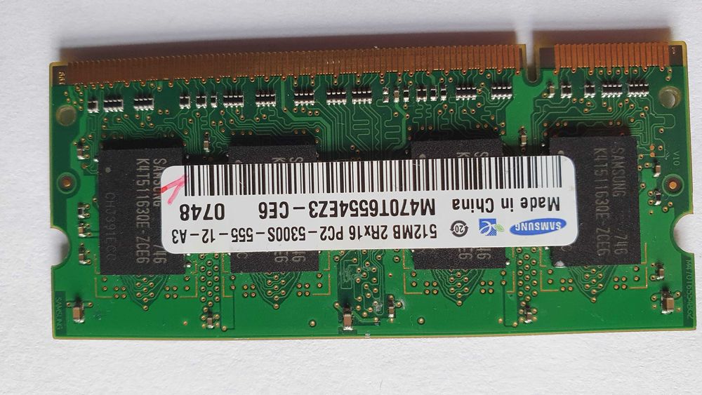 Pamięć RAM Samsung 512Mb 2Rx16 PC2-5300S-555-12-A3