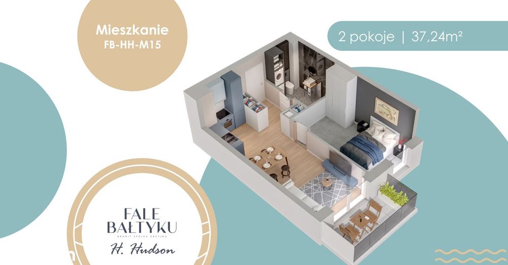 M15 | 2 pokoje z balkonem