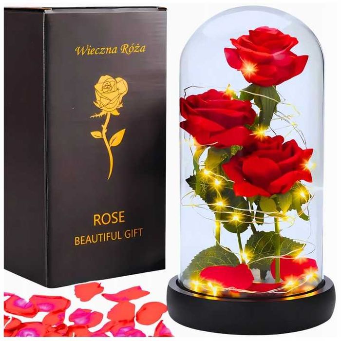 Wieczna Róża w Szkle Prezent na Dzień Kobiet WALENTYNKI URODZINY