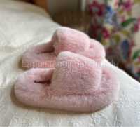 Жіночі домашні рожеві пухнасті тапочки еко-хутро кролик