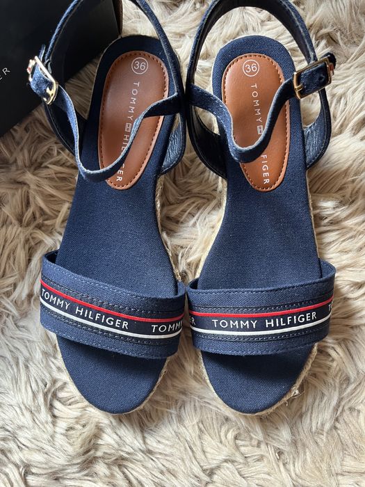 Tommy Hilfiger sandałki logowane r 36 wyższe rope wedge sandal