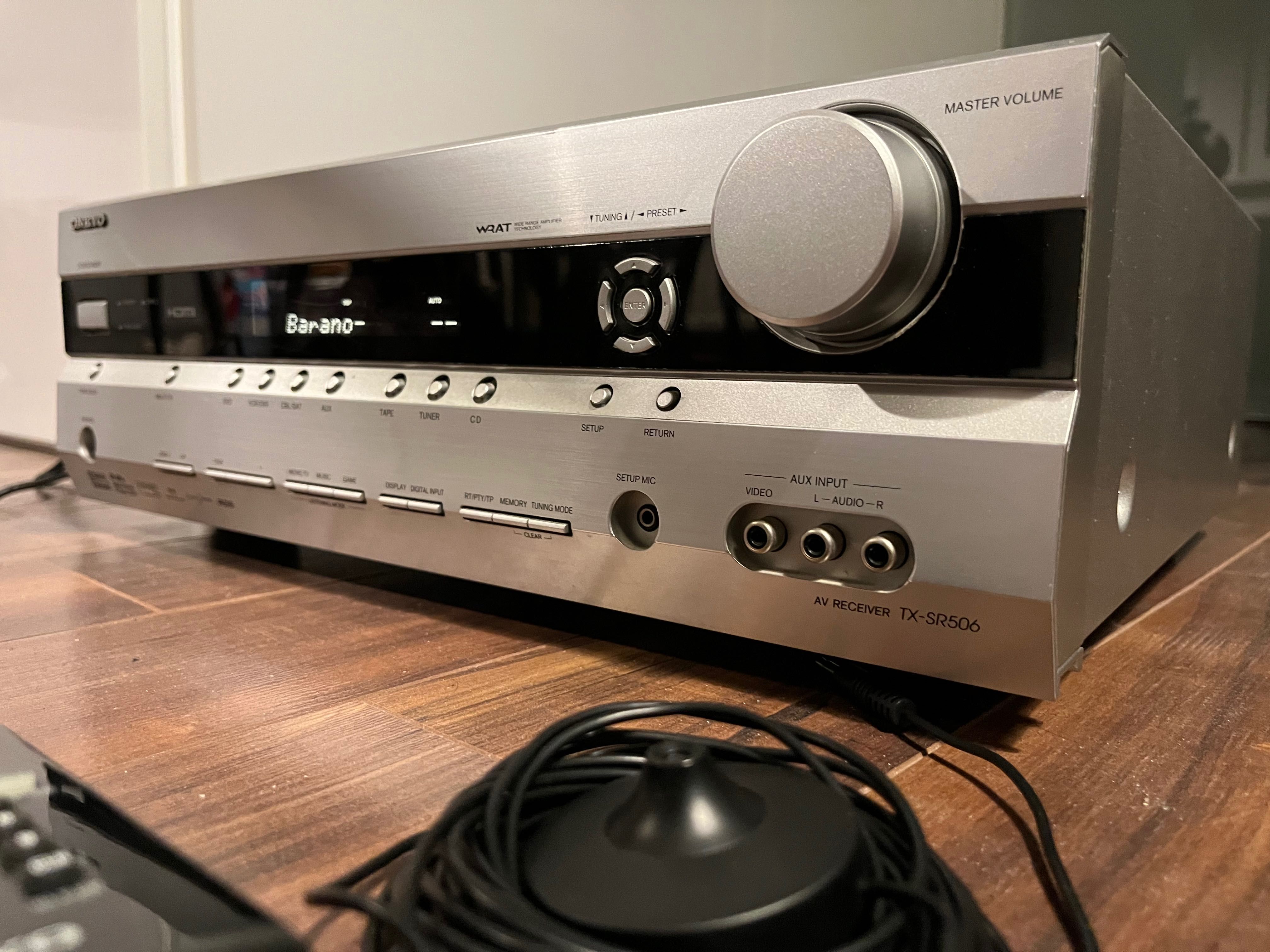 Kino domowe amplituner Onkyo TX-SR506 oryg. pilot mikrofo-nie 507 577