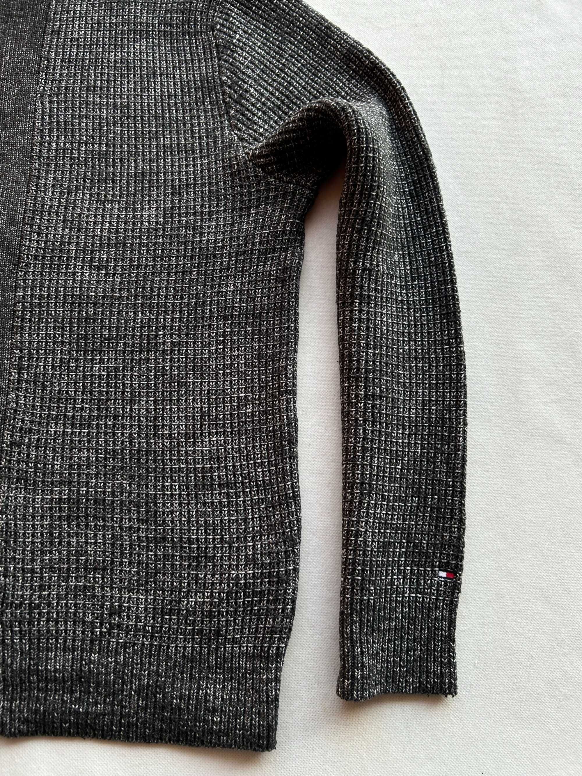 Tommy Hilfiger _ Melanżowy rozpinany grubszy sweter na zamek M