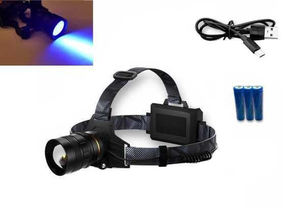 Latarka czołowa UV 405nm Power LED 8-24V