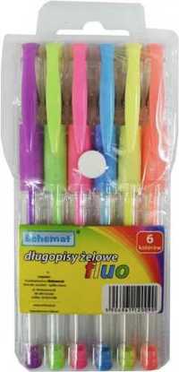 Długopisy żelowe fluorescencyjne 6 kolorów