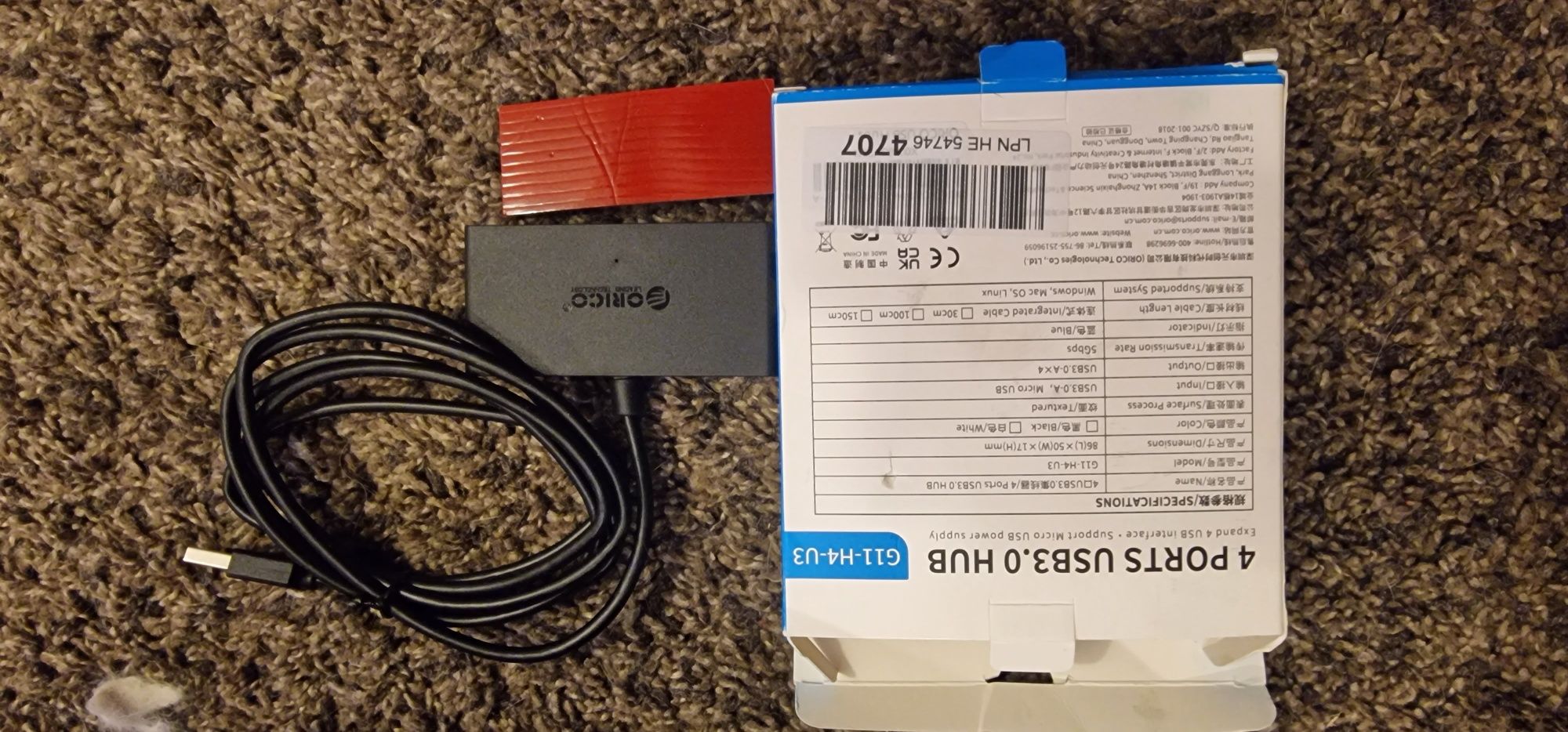 4-portowy rozdzielacz USB 3.0 Hub z kablem o długości 1,5 m, adapter U