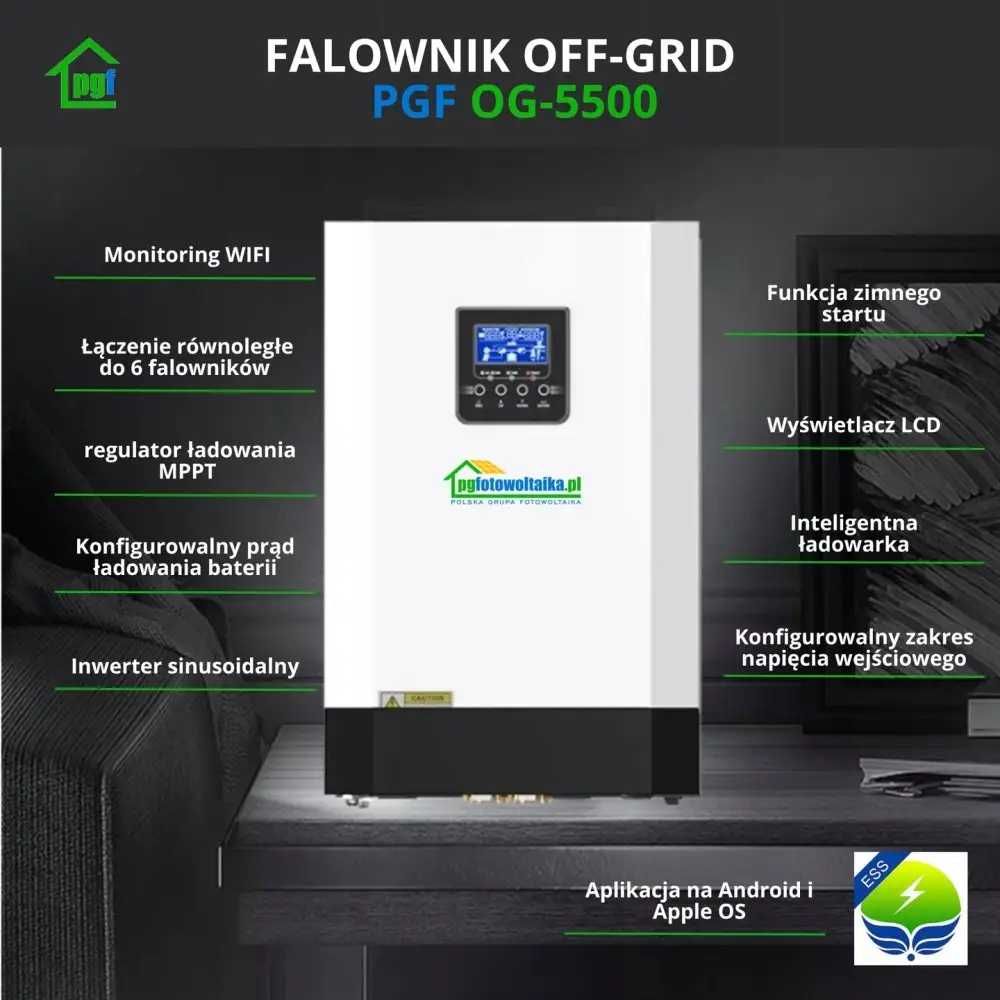Гібридний інвертор OFF-GRID PGF OG-5500 MPPT 5.5KW + WiFi Розпродаж!