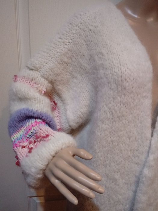 Kardigan sweter długi z luksusowej wełny