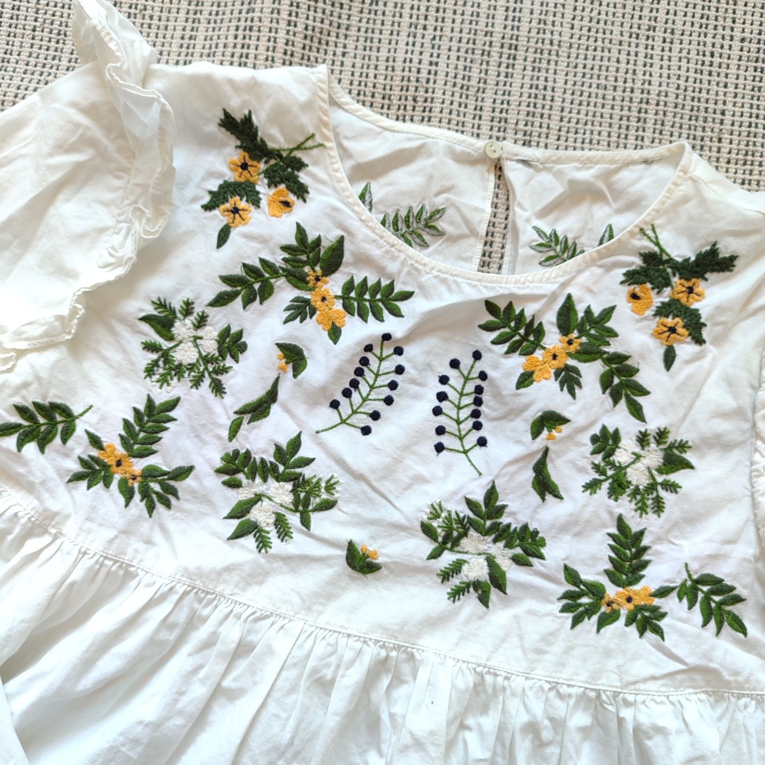 Biała koszula w kwiaty, wiosna oversize