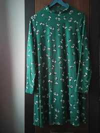 Śliczna zielona sukienka z długim rękawem sukienka XL miękki materiał