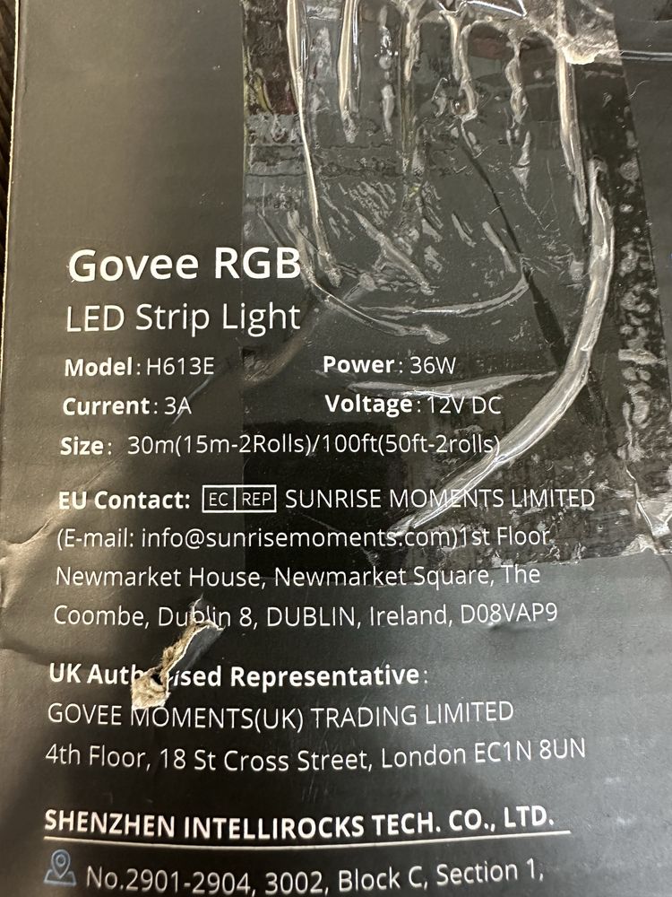 Розумна світлодіодна LED стрічка 30 метрів (2х15м) Govee RGB Bluetooth
