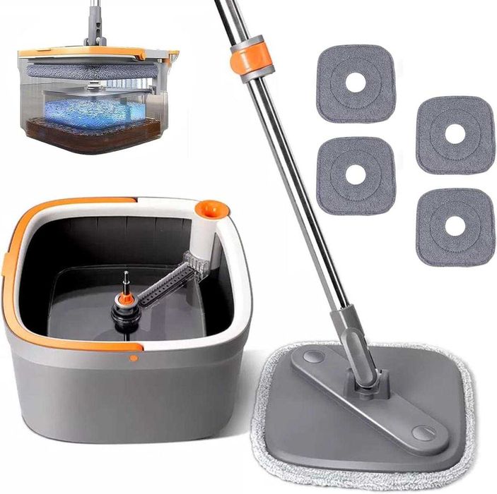 Швабра з відром 5,8 л безконтактний самовіджим для миття підлоги