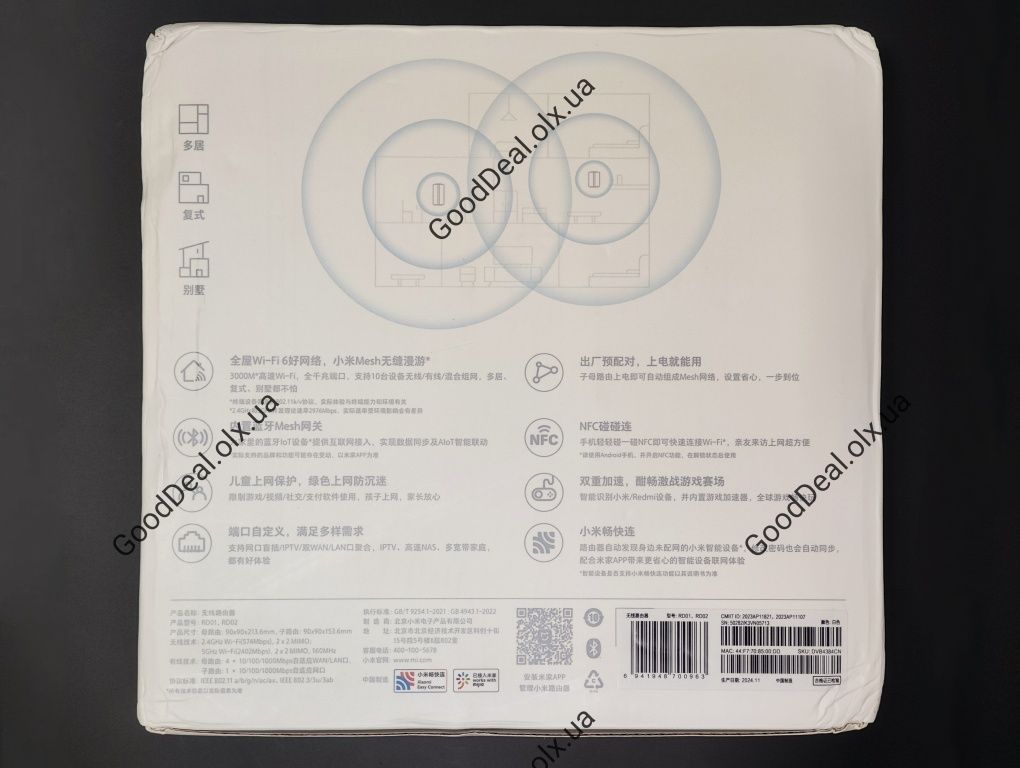 Mesh система Wi‑Fi 6 - Xiaomi Mesh System AX3000 (2‑pack). Набір