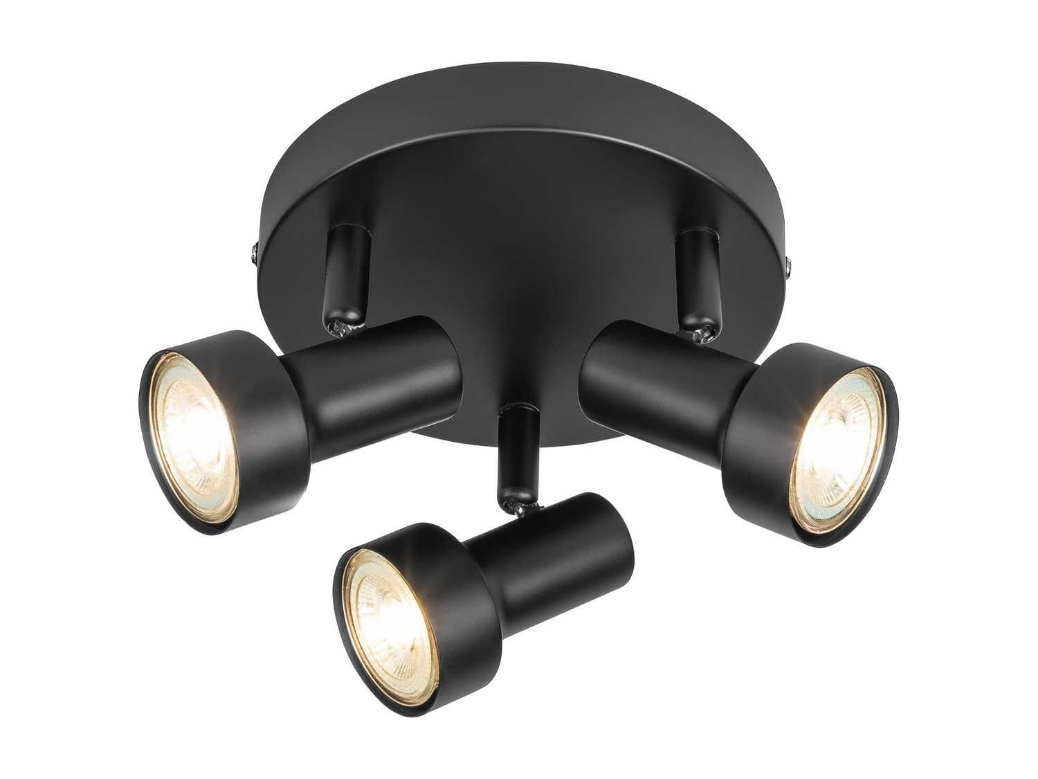 LIVARNO home Lampa sufitowa LED, 3-punktowa, 4,6 W czarna okrągła