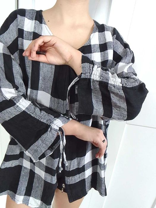 Lniany swobodny żakiet wdzianko narzutka len M L xL xxL uniwersalny