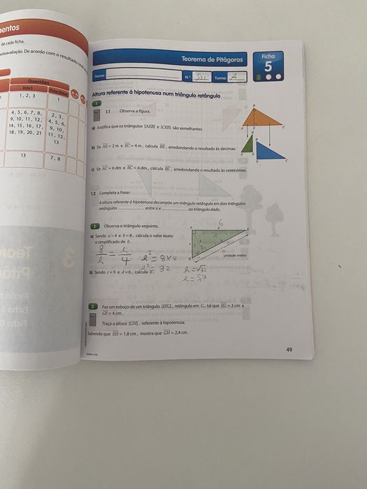 Caderno de atividades de matemática de 8 ano
