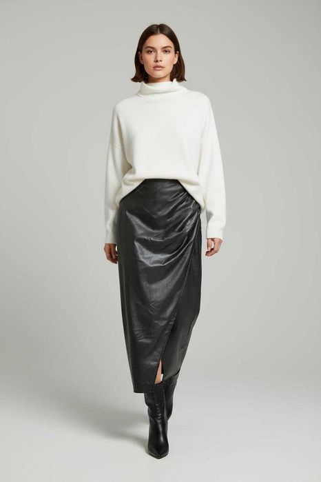 Юбка миди/макси из экокожи с драпировкой FW Bridge, р. L/XL