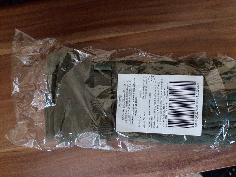 Rękawice wojskowe zimowe pięciopalcowe, wzór 615a/mon