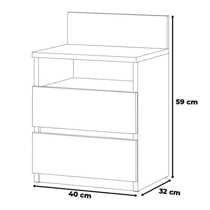 Szafka Nocna Duża Nowoczesna 40cm Stolik Nocny Do Sypialni 2 Szuflady