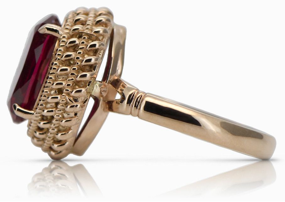 Pierścionek z różowego czerwonego złota 14k 585 z Rubinem vrc068 Wr