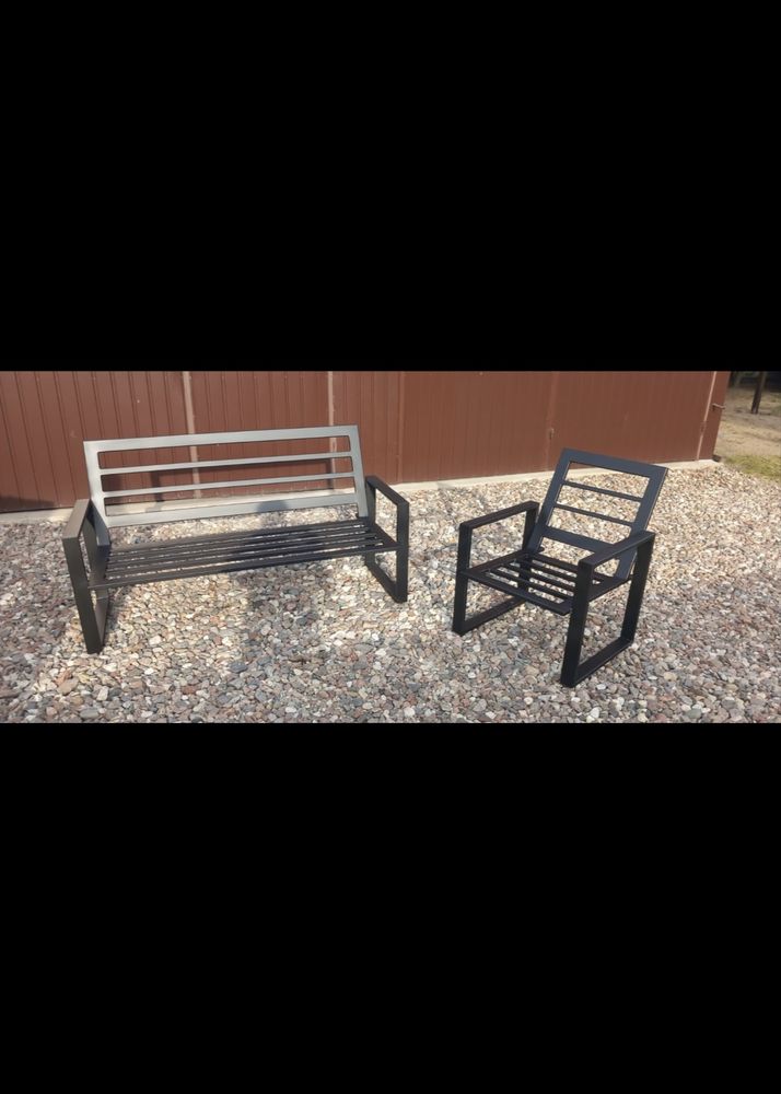 Nowy zestaw stalowych mebli ogrodowych 2 Fotele + Sofa z poduszkami
