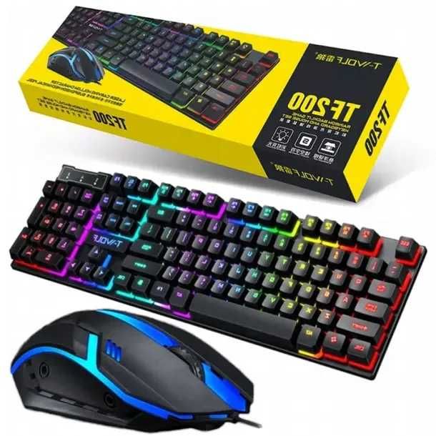 Zestaw gamingowy – klawiatura dla graczy z podświetleniem LED i myszką