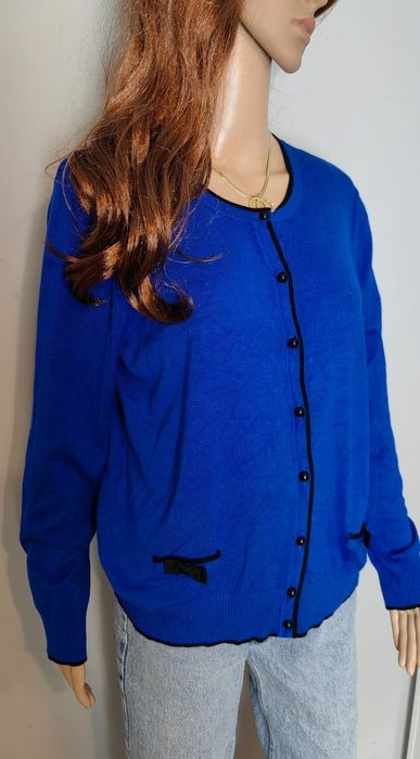 Kardigan sweter zapinany na guziki niebieski chabrowy XL 42 z wiskozy