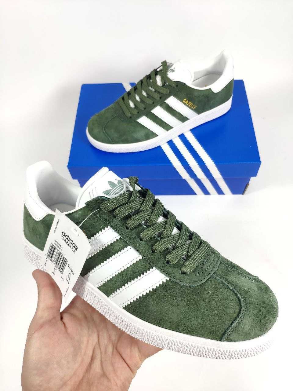 Чоловічі кросівки Adidas Gazelle (зелено-білі) D425 розмір 43 ЗНИЖКА