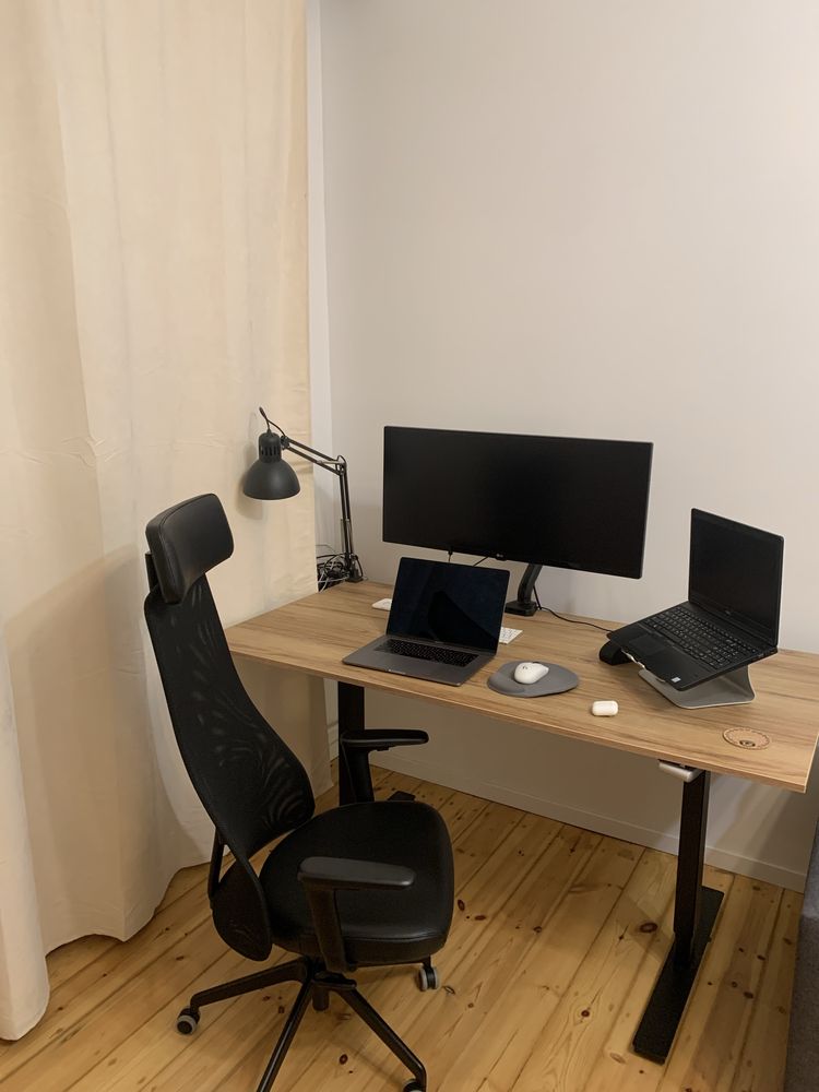 Biurko regulowane z blatem z płyty meblowej 160x80 Motiondesk