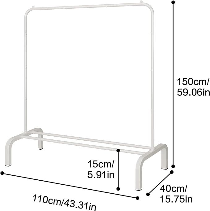 JIUYOTREE metalowy drążek na ubrania 110 cm z dolnym uchwytem