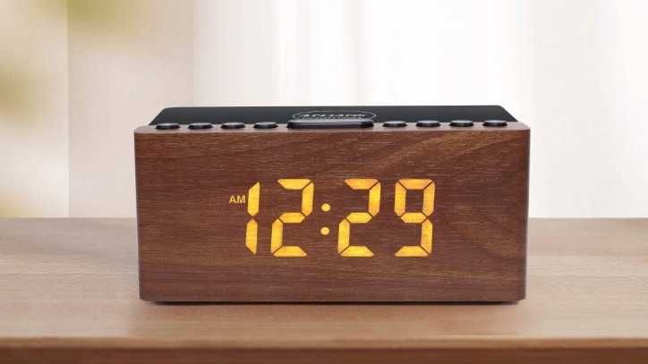 Radio sieciowe AM radio z budzikiem imitacja drewna  Anjank AC190