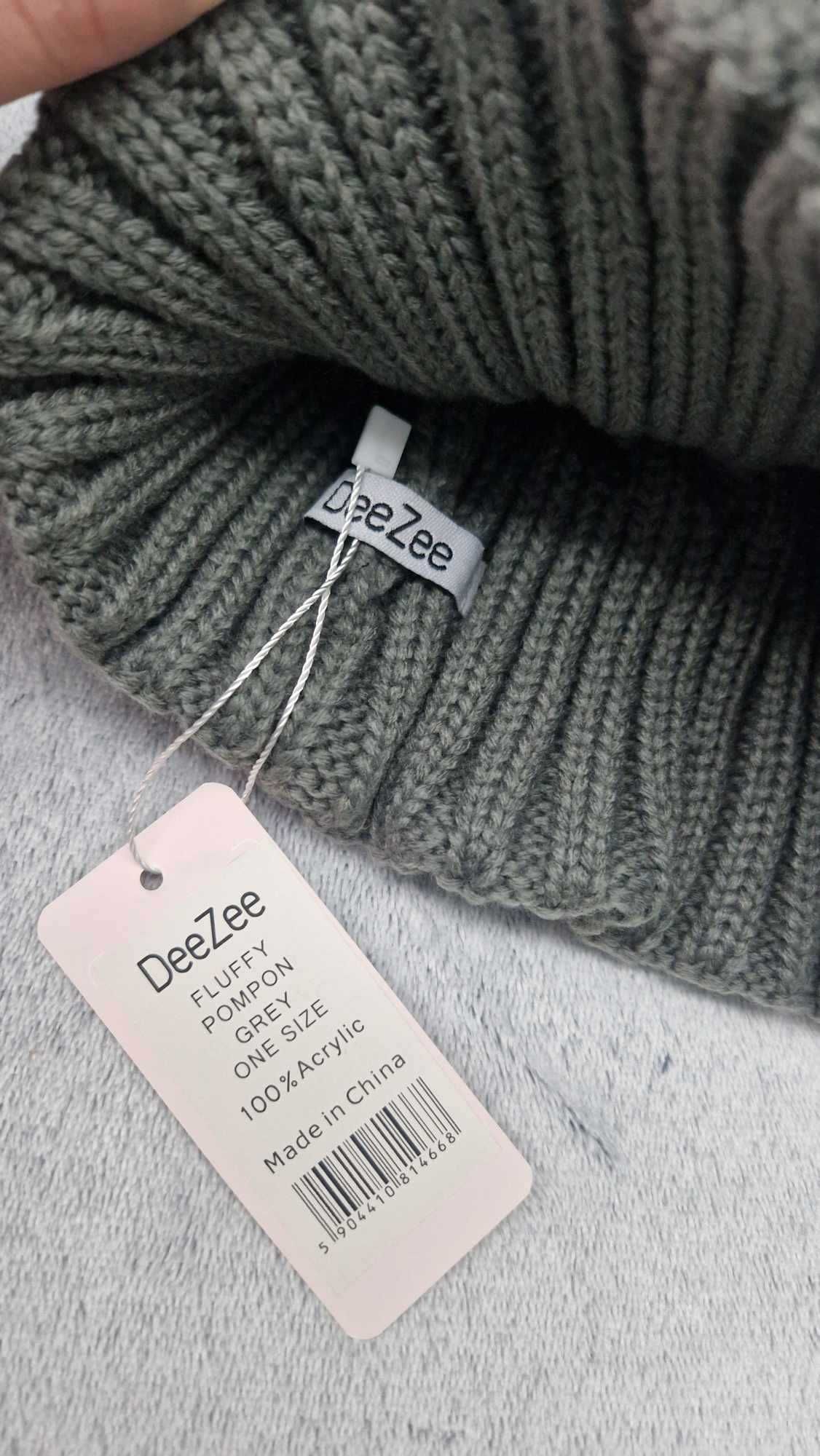 Nowa z metką • szara czapka • z pomponem • damska • DeeZee