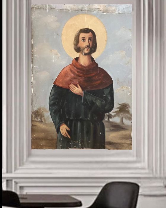 Magnífica pintura a óleo sobre madeira . Portugal séc XVIII