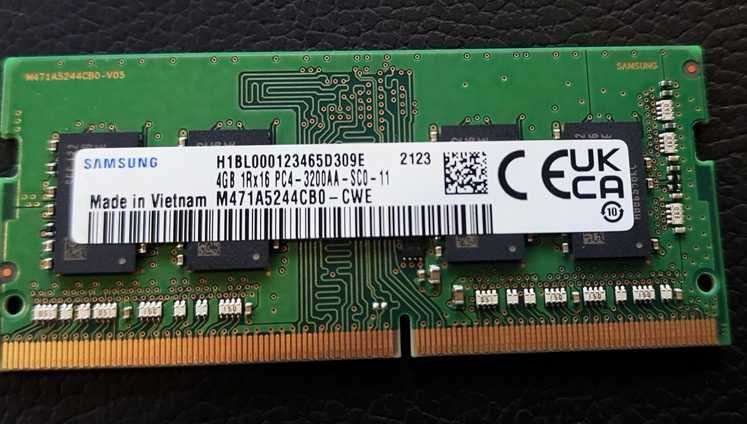 Pamięć ram DDR4 do laptopa 4GB Samsung RAM 1Rx16 PC4-3200AA-SC0-11