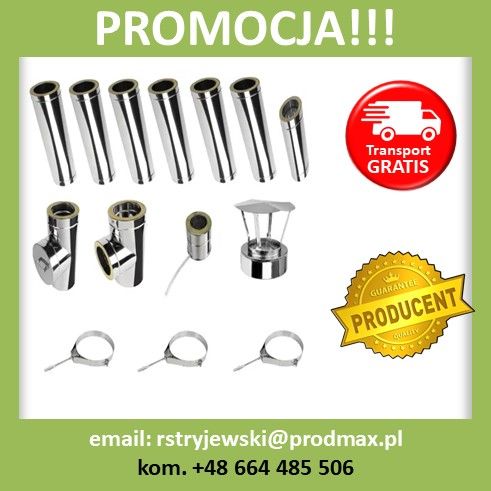 PROMOCJA!!! Komin dwuścienny izolowany żaroodporny fi180 7MB PRODUCENT