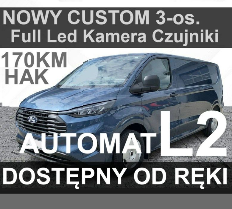 Ford Transit Custom  Trend A8 170KM Hak Full Led Zbiornik 70l Felgi - Niska Cena od ręki !