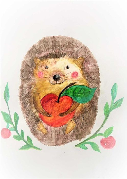 Plakat do pokoju dziecięcego, akwarela, ręcznie mal.50/70 cm Jeżyk