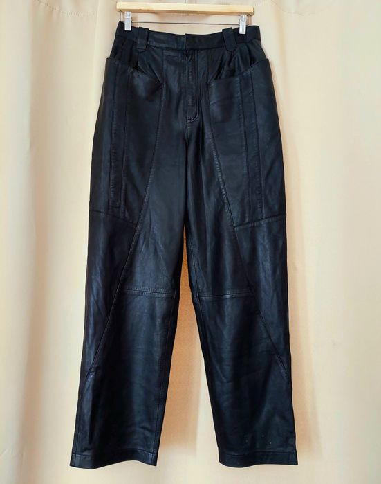 Lamb leather skórzane spodnie skóra naturalna owcza spodnie baggy fit