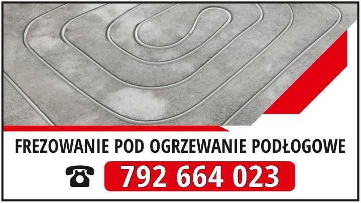 Bezpyłowe frezowanie pod ogrzewanie podłogowe, wiercenie w betonie,