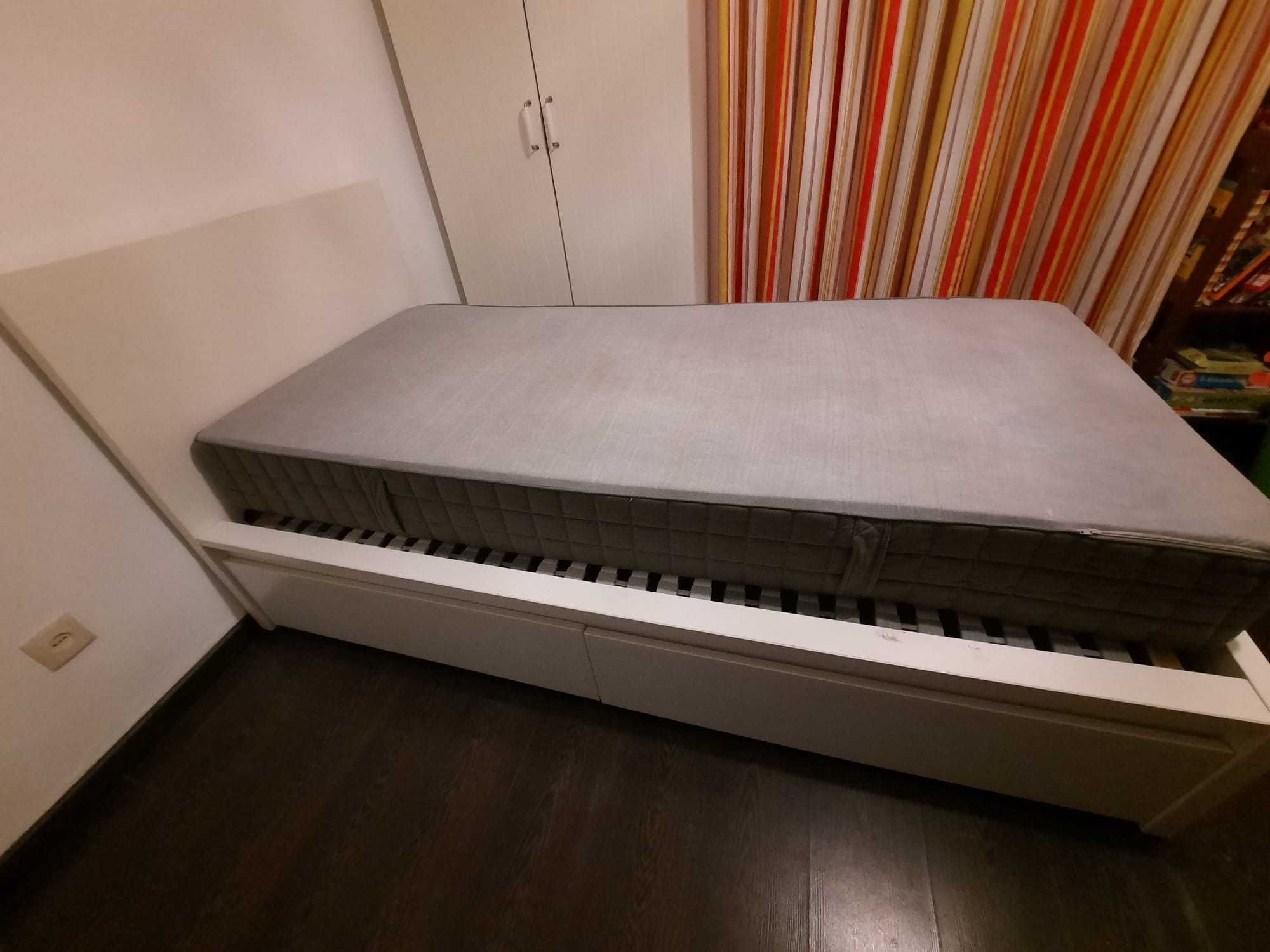 Cama IKEA MALM 90x200 Solteiro com 2 gavetas de arrumação - Côr Branca