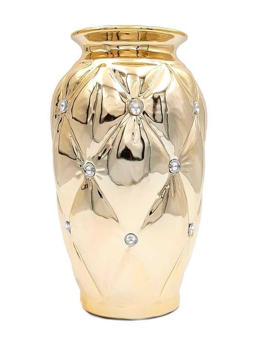 Wazon glamour z kryształkami cyrkoniami pikowany srebrny złoty duży